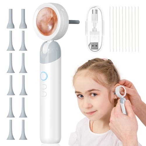 Qimic Otoscopio con IPS de 1,38", Otoscopio de diagnóstico del oído con 4 LEDs, 3 Magnificaciones, Herramienta para el oído Saludable para Adultos Niños Mascotas