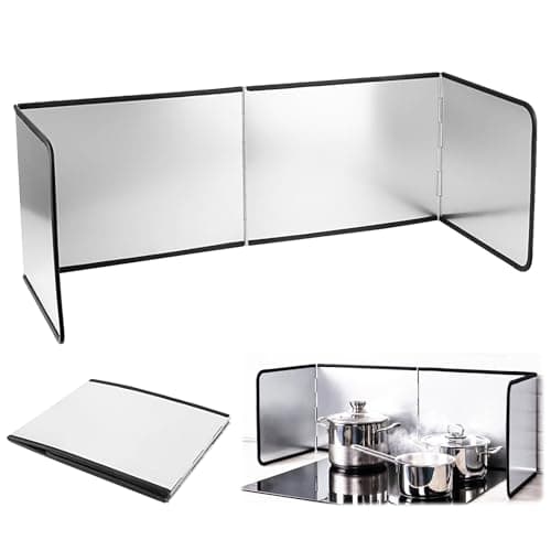 Protector Pared Antisalpicaduras Cocina, Protector de Pantalla de Salpicaduras de Acero Inoxidable Duradero de 4 Lados, Pared Protector de Pantalla antisalpicaduras para Hogar Cocina(76x29x30cm)
