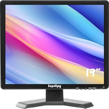 Suprlipy 19 Pulgadas TFT LCD de Seguridad CCTV Monitor 1280x1024 4:3 de Pantalla en Color de Pantalla HDMI VGA AV BNC de Entrada con Mando a Distancia Altavoces incorporados para Cámara de vigilancia