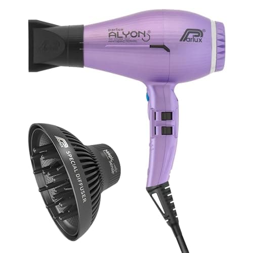 Parlux Alyon Special Edition Pack con difusor MagicSense, secador de pelo profesional con iones negativos, potente y ligero. Fabricado en Italia. Color: púrpura mate.
