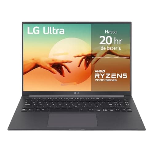 LG Ultra 16UD70R-G.AX59B - Ordenador Portátil, 16 Pulgadas, 16:10 IPS, Sin Sistema Operativo, Ryzen R5, 16 GB RAM, 1TB SSD, 1.6Kg, Hasta 20 Hr de Autonomía, Color Gris Carbón