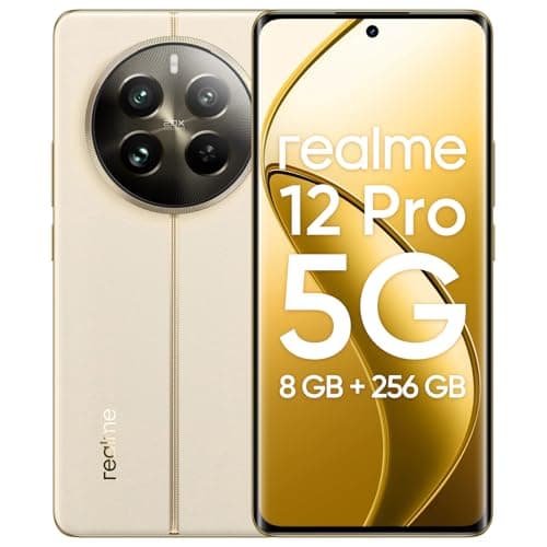 realme Teléfono Móvil 12 Pro 5G 8 + 256GB, Cámara para retratos con teleobjetivo, Sony IMX882 con OIS, Pantalla de visión curva de 120Hz, Procesador Snapdragon 6 de 1ª generación 5G, Navigator Beige