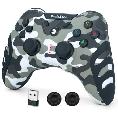 DoJoZone Mando PC Inalámbrico con Hall Joystick(SIN DRIFT), 2.4G Gamepad PC PS3 con Doble Vibración, Mandos Gaming para Windows 11/10/ 8/7, PS3, Steam, Laptop, Raspberry Pi, Android TV/TV Box