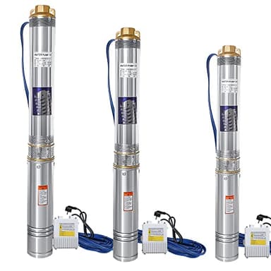 Randaco Bomba de pozo profundo, 1100W Sumergible 4000L/h Caudal, bomba de agua de acero inoxidable presión 8,1 bar, altura máxima de extracción 81m, con cable de 20m