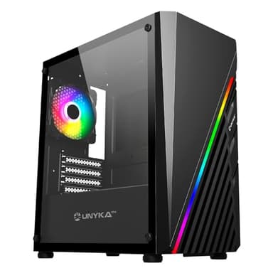 UNYKAch Caja PC Gaming Micro ATX Mini GLAYZE, Frontal ARGB, Cristal Templado Lateral, Ventilador ARGB 120 mm, USB 2.0 y Dos USB 3.0