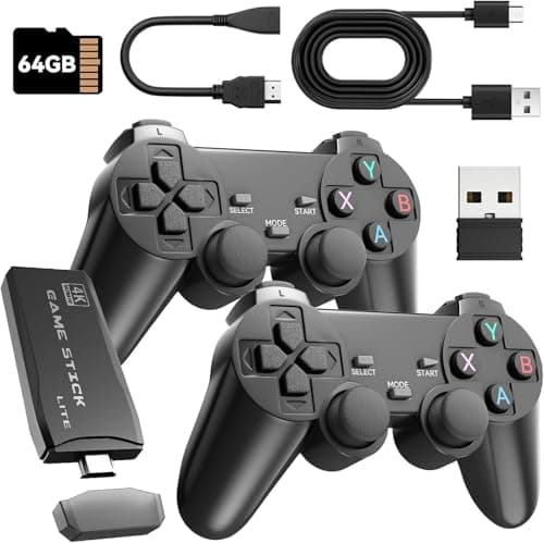 Consola de juegos retro,Emulador Consola Retro,con 2 Gamepads Inalámbricos y Soporte HDMI 4K,Juegos Retro Consola Tv Plug and Play,Guardado de Partida,para niños y adultos