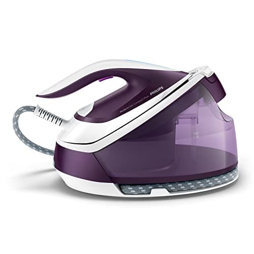 Philips PerfectCare Compact Plus Centro de Planchado - 2400W, Golpe de Vapor 450g, Presión 6.5 bar, Tec OptimalTEMP, Depósito 1.5 L, Púrpura/Blanco (GC7933/30)