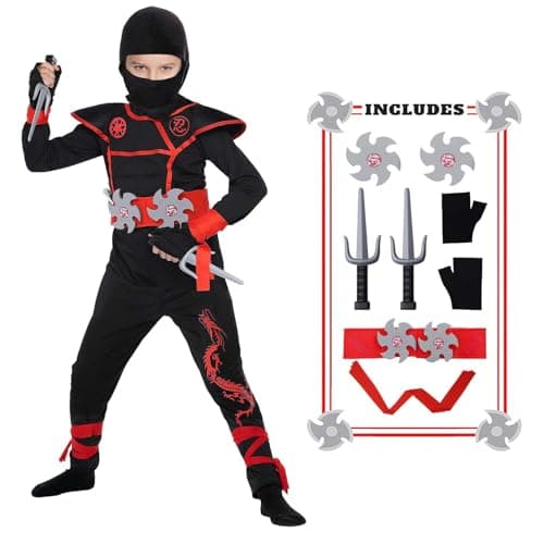 HaoVrisn Disfraz Ninja Niño Disfraces Originales Carnaval Disfraz Ninja Mujer Disfraz de Ninja Niño Disfraz Niño Carnaval Disfraz Carnaval Niño Disfraces Carnaval Ninja Disfraz Mujer (S (120-130cm))