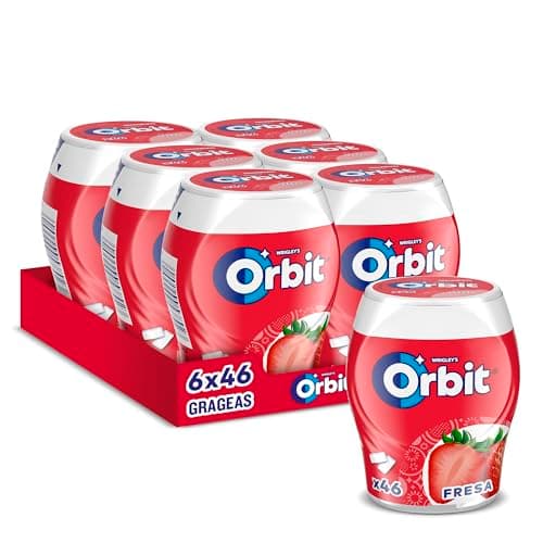 ORBIT - Bote de Chicles Sin Azúcar Sabor Fresa - Frescura Intensa y Larga Duración, Pack de 6 Botes con 46 Chicles Cada Uno