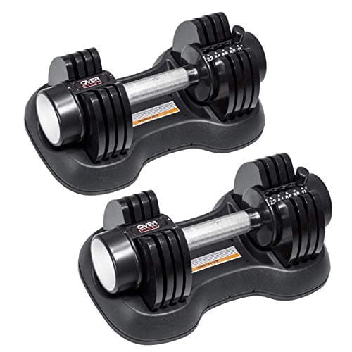 OVER SPORT Mancuernas Ajustables para Gimnasio o Hacer Deporte en Casa - Pesas con Discos Regulables para musculación o tener el gym en casa - De 2,2 a 11 Kg para Hombre y Mujer (Pack 2 Uds)