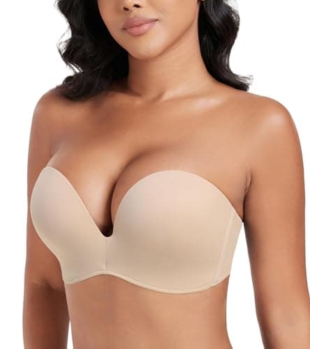 DotVol Sujetador Push up sin Tirantes Tallas Grandes para Mujer sin Aros Copa Completa Diseño Alas (80C,Beige Alas)