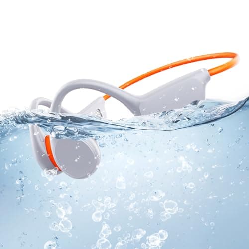 Atopskins Natacion Auriculares Conduccion Osea, IPX8 Auriculares oseos para Nadar Bluetooth 5.3 Piscina con Memoria de 32GB conduccion osea Natacion, Reproductor de MP3 (Naranja)