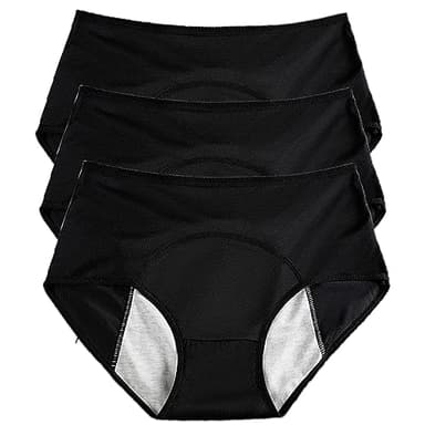 REUset 3 bragas de fuga orinaria para mujer, lavables, bragas incontinencia para mujer, antifugas, orinario, lavable, impermeable, braga incontinencia para el ciclo menstrual, G,4XL, Negro