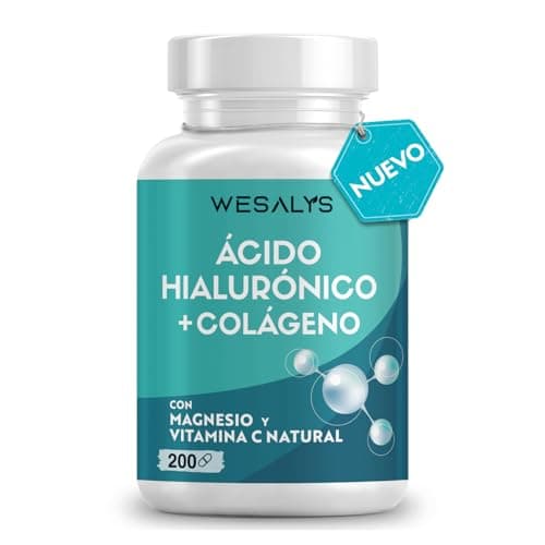 Colágeno con Magnesio y Ácido hialurónico + Q10, 200 Cápsulas - Con Zinc, Vitaminas A, C y E - Colageno Hidrolizado - Articulaciones, Fuertes, Piel Tersa y Energía