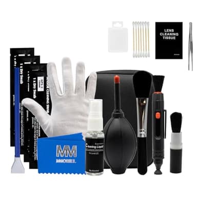 MMOBIEL Kit de Limpieza del Objetivo de la cámara - 30 Piezas - Kit de Limpieza para cámaras DSLR con bastoncillos de APS-C - Incl. Manual de Instrucciones