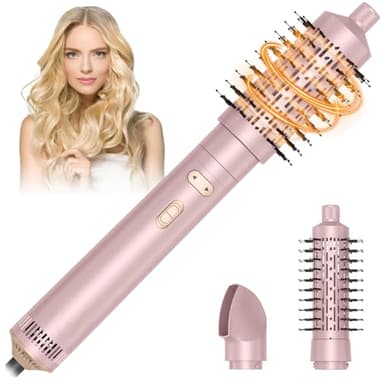 HyAdierTech Cepillo de Aire Caliente, 3 en 1 Cepillo Alisador Intercambiable, Cepillo Secador De Pelo, 800W Cepillo Térmico, 2 Temperaturas & 2 Velocidad, With Riza, Da Volumen, Alisa y Seca (rosa)
