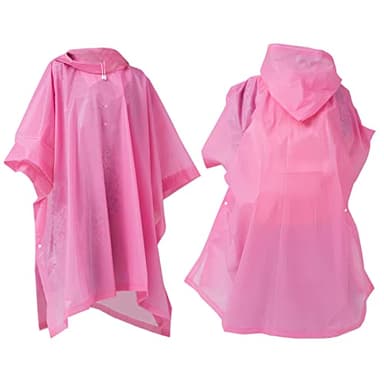 Fayemint 2 Piezas Poncho Lluvia, Poncho Lluvia Rosa, Chubasquero con Capucha, Fácil de Transportar, para Senderismo, Camping al Aire Libre (Rosa)