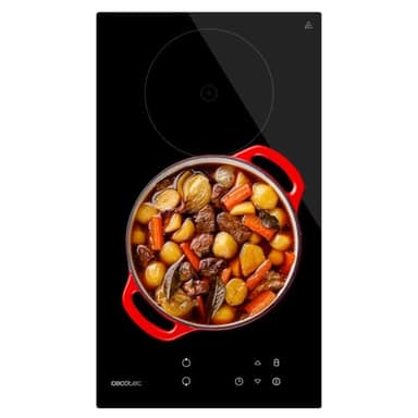 Cecotec Placa de Vitrocerámica 2 Fuegos Bolero Squad V 2001 Potencia máxima 3000 W, 9 Niveles de Potencia, Touch Control, Detector de Sartenes, Diámetro 16 y 20 cm