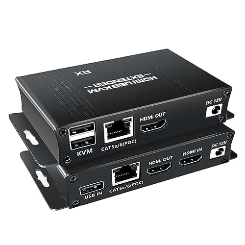 BolAAzuL Kit extensor KVM USB HDMI, extensor USB KVM HDMI 1080P sobre RJ45 Cat5e/6 cable de red con bucle y POC, distancia flexible de transmisión sin pérdidas