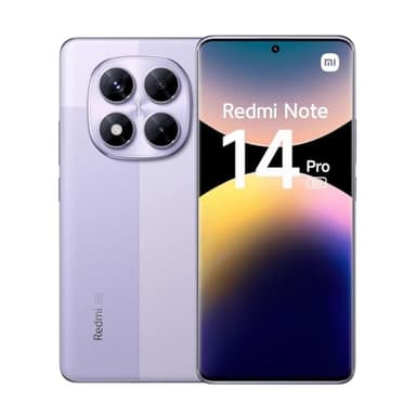Xiaomi Redmi Note 14 Pro 5G - Smartphone de 8+256GB, Pantalla de 6.67" AMOLED FHD+ 120Hz, MediaTek Dimensity 7300-Ultra, cámara de 200MP, TurboCharge 45W, Cargador no Incluido, Morado (Versión ES)