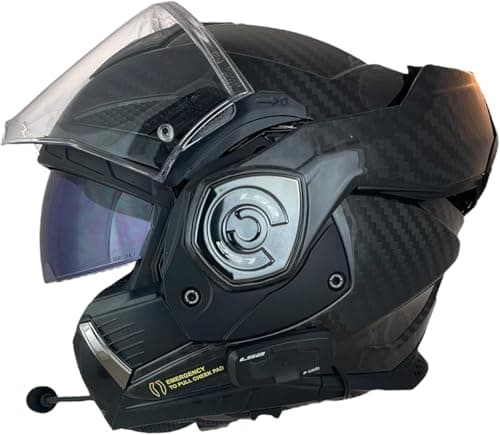 LS2 FF901 ADVANT X Solid CARBON-06 con Intercomunicador LS2 4X Instalado Casco Modular de Motocicleta con Visera Solar, Fibra de Carbono, Sistema de comunicación Integrado (XXL 63/64)
