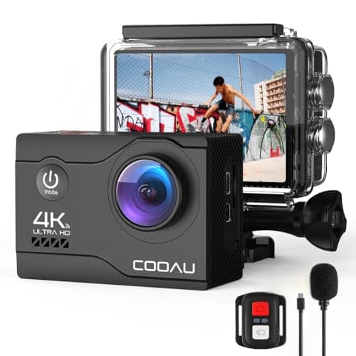 COOAU Camara Deportiva 4K30FPS 20MP WiFi con Micrófono Externo, Gran Angular 170 °, Camara Acuatica Sumergible 40M Impermeable Videocámara de Casco con Control Remoto, 2×1200mAh Baterías, Accesorios