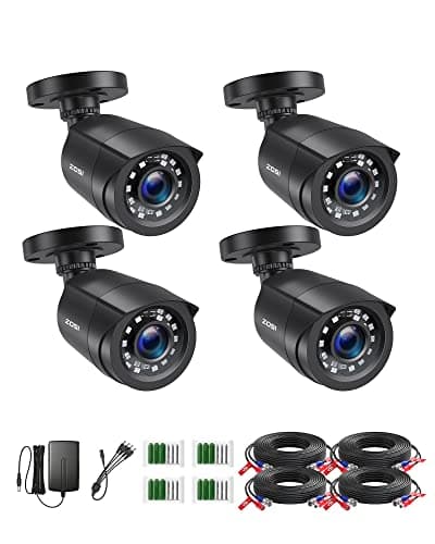 ZOSI 4pcs 1080P HD-TVI Cámara de Vigilancia Exterior para CCTV DVR Sistema de Cámaras de Seguridad, Visión Nocturna IR
