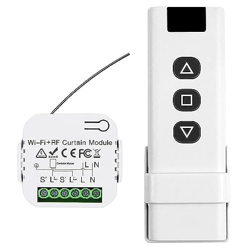 Interruptor Persiana WiFi, con RF Remoto y Modo Receptor, Enrollador Persiana WiFi para Toldos y Persiana, Interruptor Inteligente, 433MHz Smart Home
