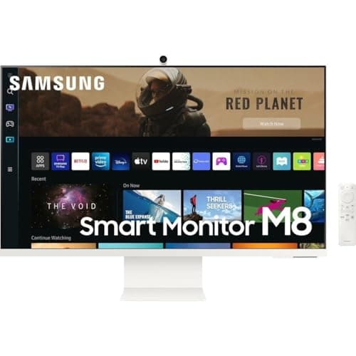 SAMSUNG Smart Monitor M8 (S32BM801) – Plano de 32", 3840 x 2160 (UHD 4K), Plataforma Smart TV, AirPlay, Mirroring, Office 365, Dex Inalámbrico, Altavoces Integrados, WiFi, USB Tipo C, Blanco