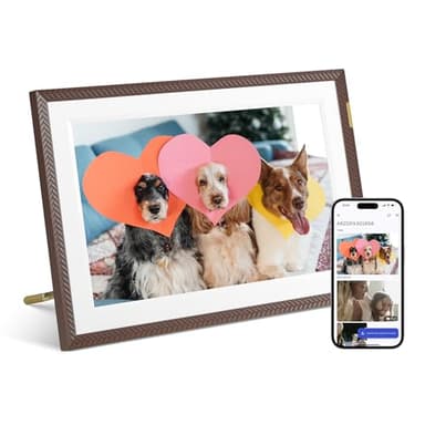 ARZOPA Marco de Fotos Digital WiFi 10,1 Pulgadas 32GB Gratuita Arzopa App Compartir Remoto Fotos y Vídeos Ilimitados 1280x800 IPS HD Pantalla Táctil Marco Fotos Digital D10 Marrón