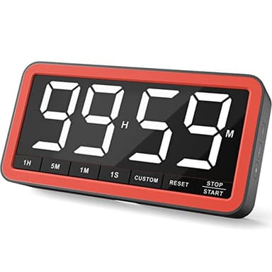 VOCOO Temporizador de Cocina Digital: Temporizador de Cuenta Regresiva magnética Extra Grande con 3 Brillo, 4 alarmas y 3 Niveles de Volumen, Temporizador de batería LED para cocinar, Aula y Gimnasio