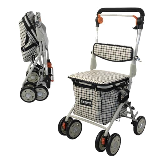 Mobiclinic®, Andador plegable, Carro de la compra con asiento, Coliseo, Monomando, Acero, Gran cesta, Respaldo y acolchado, Arca española, Sistema frenado, Ruedas 360º