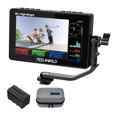 FEELWORLD F5 Prox 5.5 Pulgadas 1600nit Cámara DSLR de Monitor de Campo con Batería F750 Pantalla Táctil Forma de Onda 3D LUT Kit Externo Instalar 1920 x 1080 4K HDMI en Salida Entrada Tipo C