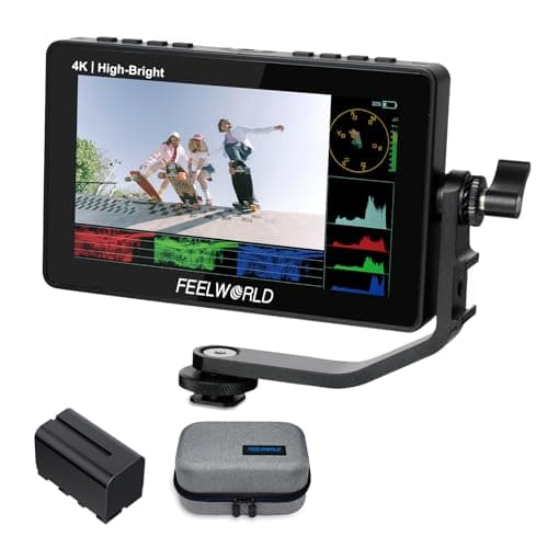 FEELWORLD F5 Prox 5.5 Pulgadas 1600nit Cámara DSLR de Monitor de Campo con Batería F750 Pantalla Táctil Forma de Onda 3D LUT Kit Externo Instalar 1920 x 1080 4K HDMI en Salida Entrada Tipo C
