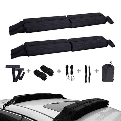 𝗕𝗮𝗿𝗿𝗮𝘀 𝗱𝗲 𝗧𝗲𝗰𝗵𝗼 𝗦𝘂𝗮𝘃𝗲𝘀, Baca Portaequipajes de Coche Universal para Viajes, Almohadillas Plegables Blandas para Equipaje, Barra Portátil para Transportar.