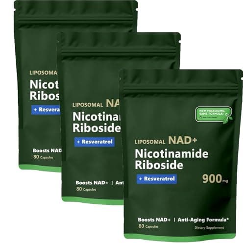 NAD⁺Nicotinamide Riboside Resveratrol 900 mg, Resveratrol, Quercetin, Liposomal Nicotinamide Riboside for Vitality & Anti-Aging Support Energy Focus, 80 Capsules (3PCS)