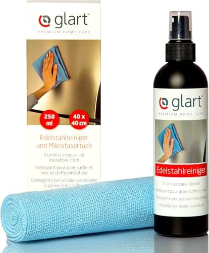 Glart 45ER limpiador de acero inoxidable 250ml y paño de microfibra, blanco, normal - todo en uno