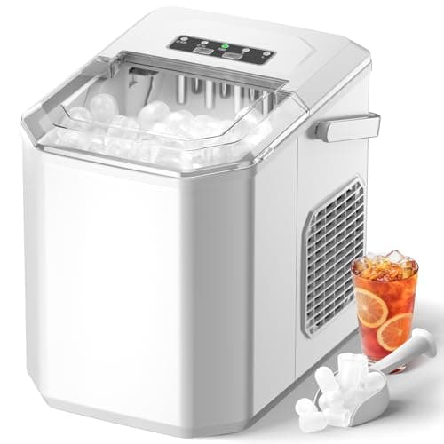 Máquinas para Hacer Hielo, Maquina de Hielo Portátil y Autolimpiante con Mango, Equipado con Hielo Pala de Puede Colocar Boca Abajo, 9 Cubitos Hielo Tipo Balas/6-10 Minutos, 12Kg/24h