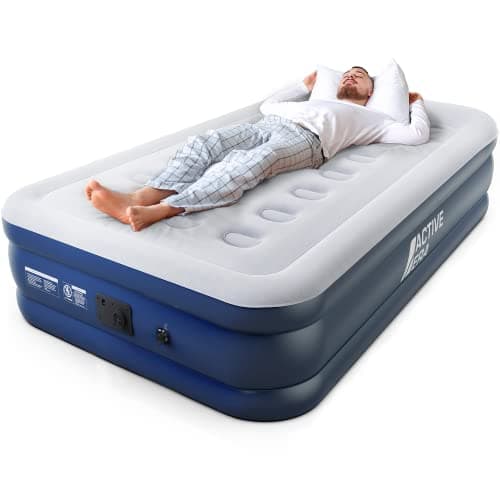 Active Era Colchón Hinchable Individual Premium 99 x 187 x 46 cm Resistente a pinchazos. Inflado/Desinflado en 1,5 min - Colchón hinchable automático con Bomba Eléctrica - Almohada Integrada