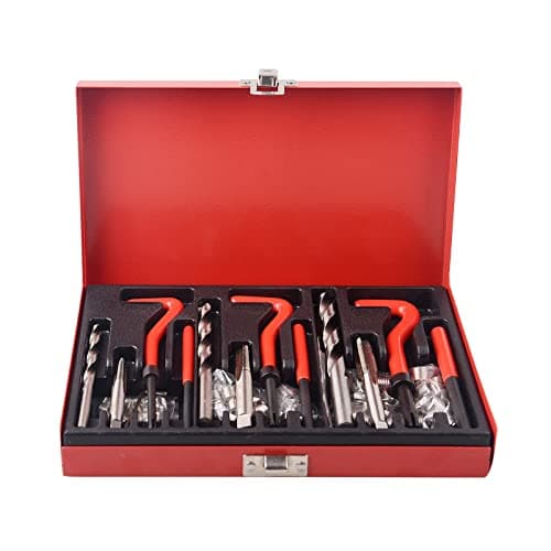 Juego de reparación de roscas Helicoil M6 M8 M10 de 88 piezas, insertos de rosca y brocas