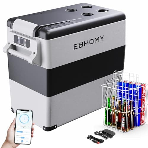 EUHOMY Compresor nevera de 49,4 L, nevera para coche, compresor con 12/24 V CC y 240 V CA, nevera portátil para coche, RV, camping, viajes, pesca, exterior o uso doméstico.
