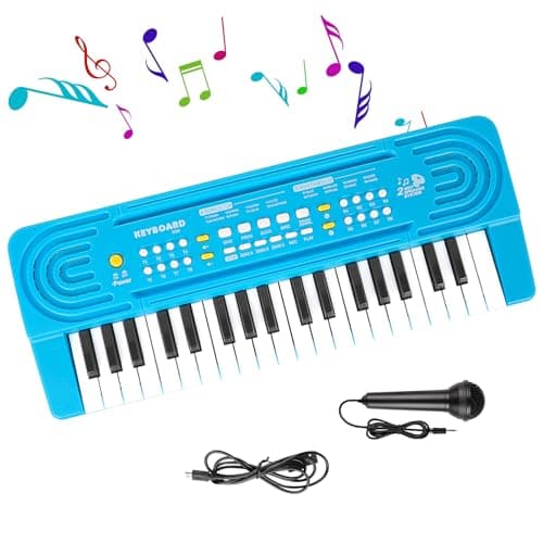 Teclado Electrónico Piano Infantil, 37 Teclas Teclado Piano Multifunción Portátiles con MicróFono, Organo Electronico Piano Musical Regalo para de Niños y Niñas para Niños 3+ Años, Seguro y Duradero