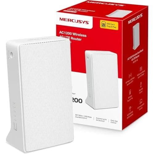 [Nuevo 2024] Mercusys MB130-4G - Router 4G SIM, LTE CAT4, Wi-Fi AC1200, Compatible con Todos los operadores, FDD y TDD, Plug&Play, configuración y gestión de App