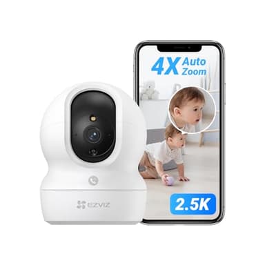 EZVIZ Camara de Vigilancia Interior con Seguimiento Automático, 4MP Cámara IP Domicilio WiFi 360° para Bebe con Visión Nocturna Color, Detección Humana,Llamada Bidireccional, Soporta 512GB, CP1 4MP