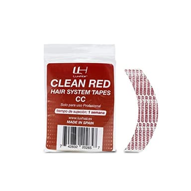 Cinta Adhesiva para Pelucas y Prótesis capilares Clean Red - 36 unidades - Doble Cara Flexible - Adherencia no Agresiva - Sujeción Resistente y Extra Fuerte hasta 7 Días - Curvatura Fuerte CC -LuxHair