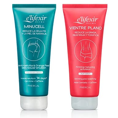 Elifexir Vientre Plano + Minucell Gel Reductor de Abdomen + Crema Anticelulítica, Reduce la Grasa Abdominal, la Celulitis y la Piel de Naranja, 200ml + 200ml