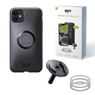 SP CONNECT Micro Stem Bundle | SPC+ | para iPhone 11/XR | Soporte para el Manillar de la Bicicleta | Soporte para Smartphone Bicicleta | Soporte para teléfono móvil