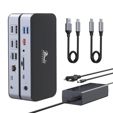 DisplayLink Docking Station Dual Monitor Universal Docking Station USB C Dock Dual 4K DisplayPort & HDMI para MacBook M1/M2, Potencia de 120W, Ethernet 2.5G, USB 3.1/3.0/2.0, SD/Micro SD, Audio