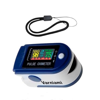 Pulsioxímetro Profesional, Oxímetro de dedo para Medición SpO2, Lectura instantánea, Mide los niveles de Saturación de Oxígeno, Con pantalla Led, Blanco y Azul.