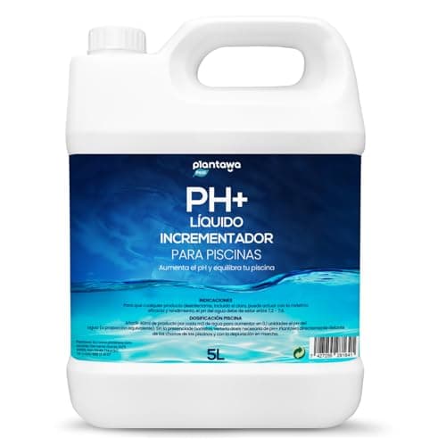 PLANTAWA Incrementador de pH para Piscinas 5 litros | Regulador de pH, Elevador pH+ para Piscinas y Spas, Aumenta el pH del Agua, El embalaje puede variar